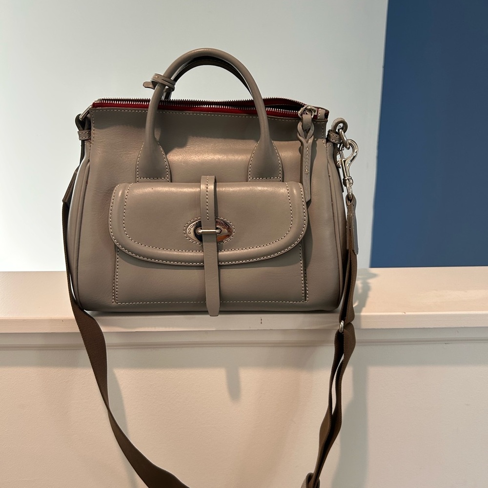 Dooney & Bourke Gray Satchel with Brown Strap